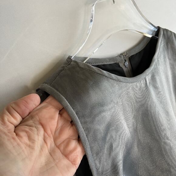 VTG Cache Mini Dress Silver Metallic Fit and Flare Size 6 Retro Party Evening - Picture 3 of 9